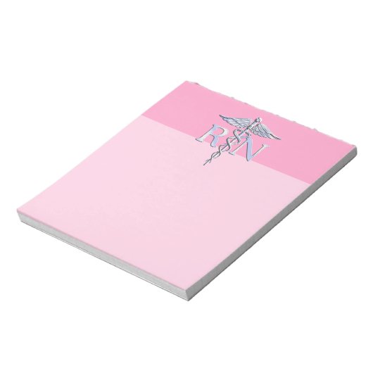 Bloc-note Infirmière inscrite RN Caduceus sur Pastel Pink (Tourné)