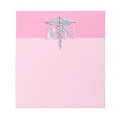 Bloc-note Infirmière inscrite RN Caduceus sur Pastel Pink (Devant)