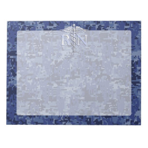 Bloc-note Infirmière inscrite RN Silver Caduceus sur Camo de