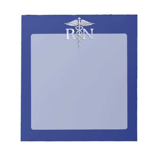 Bloc-note Infirmière inscrite RN Silver Caduceus sur le bleu (Devant)