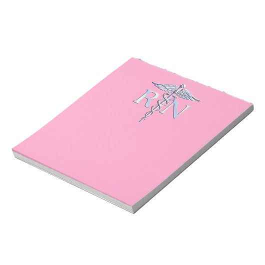 Bloc-note Infirmière inscrite Silver Caduceus Décor rose cla (Tourné)