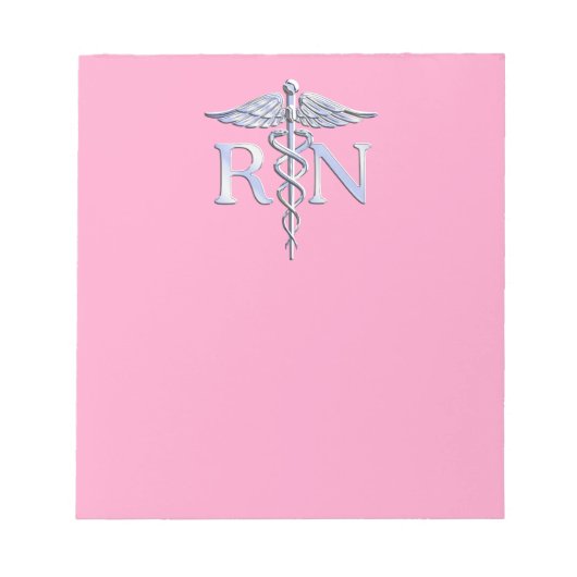 Bloc-note Infirmière inscrite Silver Caduceus Décor rose cla (Devant)