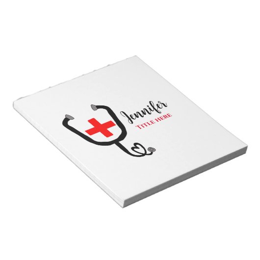 Bloc-note Infirmière médecin rouge plus stéthoscope ajouter  (Incliné)