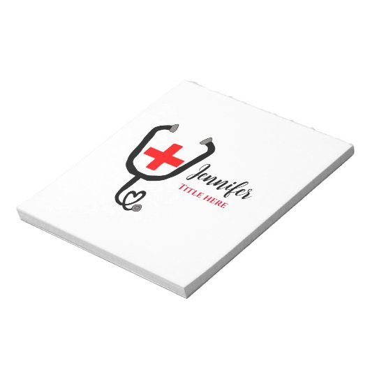 Bloc-note Infirmière médecin rouge plus stéthoscope ajouter  (Tourné)