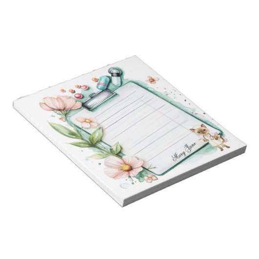 Bloc-note Infirmière prenant une tasse de café (Incliné)