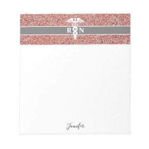 Bloc-note Infirmière RN Rose Rose Parties scintillant d'or P