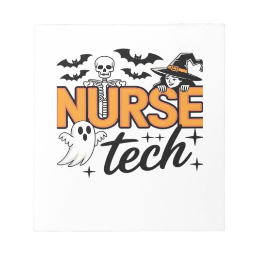 Bloc-note Infirmière technicienne - Halloween - avec squelet (Devant)