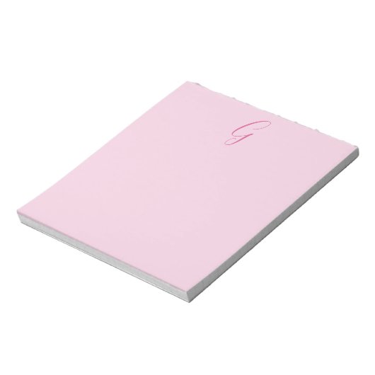 Bloc-note Initial Letter Monogram Light Pink Plain Chic (Tourné)
