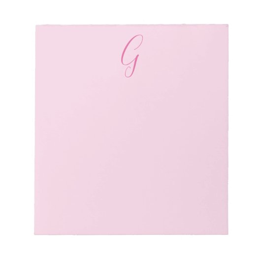 Bloc-note Initial Letter Monogram Light Pink Plain Chic (Devant)