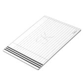 Bloc-note Initiale & Nom Noir/Blanc Simple Stripes Motif (Incliné)