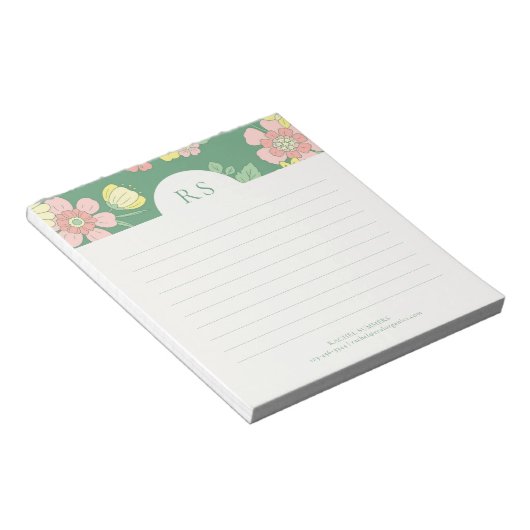 Bloc-note Initiales contemporaines Boho Floral Linal (Incliné)