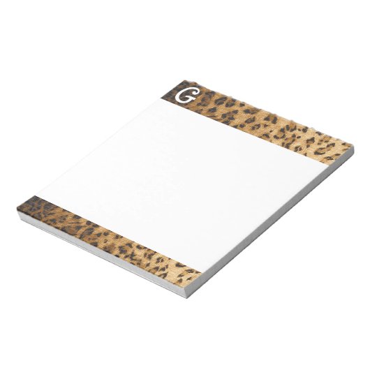 Bloc-note Initiales de monogramme Empreinte de léopard G (Tourné)