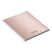 Bloc-note Initiales de monogramme en rose gold script (Incliné)