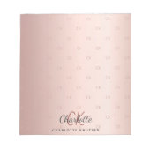 Bloc-note Initiales de monogramme en rose gold script (Devant)