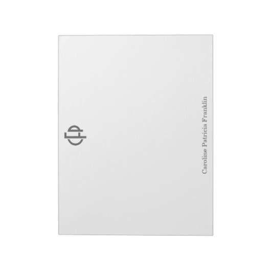Bloc-note Initiales de Monogramme géométrique noir design (Tourné)
