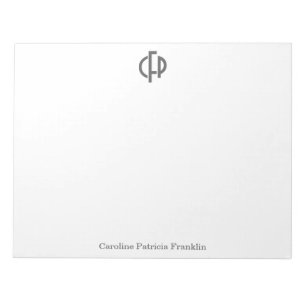 Bloc-note Initiales de Monogramme géométrique noir design