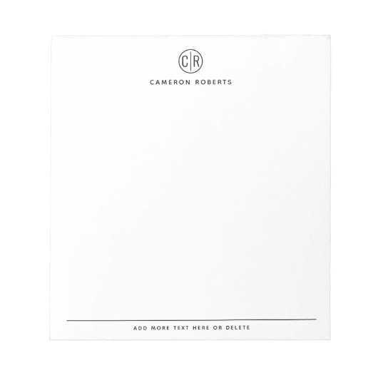 Bloc-note Initiales de monogramme minimes modernes monogramm (Devant)