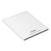 Bloc-note Initiales de monogramme script blanc noir (Incliné)