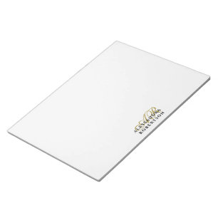 Bloc-note Initiales dorées de monogramme personnalisé blanc
