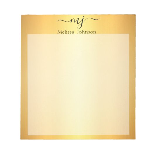 Bloc-note Initiales élégantes sur or (Devant)