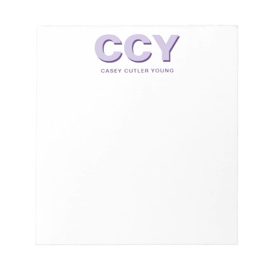 Bloc-note Initiales Épaisses Violet Personnalisé (Devant)