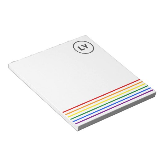 Bloc-note Initiales LGBTQ personnalisées Fierté Arc-en-ciel (Incliné)