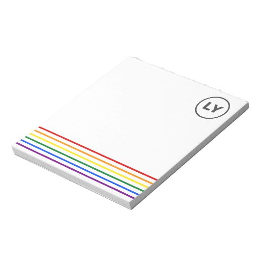 Bloc-note Initiales LGBTQ personnalisées Fierté Arc-en-ciel (Tourné)