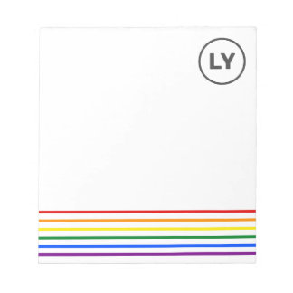 Bloc-note Initiales LGBTQ personnalisées Fierté Arc-en-ciel 