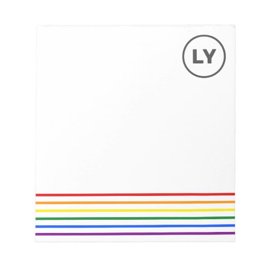 Bloc-note Initiales LGBTQ personnalisées Fierté Arc-en-ciel (Devant)