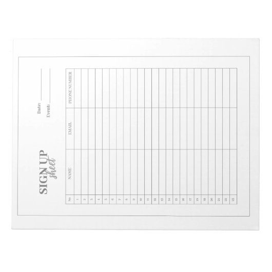 Bloc-note Inscrivez-vous au modèle du formulaire (Devant)