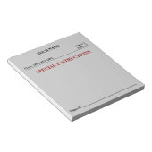 Bloc-note Instructions spéciales Slip Note Pad (Gris) (Incliné)