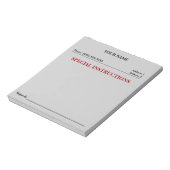 Bloc-note Instructions spéciales Slip Note Pad (Gris) (Tourné)