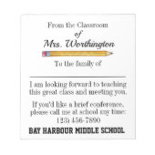 Bloc-note Intro Parent. Pad de note scolaire petit (Devant)