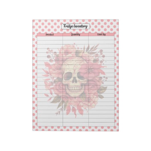 Bloc-note Inventaire du réfrigérateur crâne à sucre (Tourné)