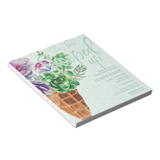 Bloc-note Invitation de douche de mariée verte BUDGET ramass (Incliné)