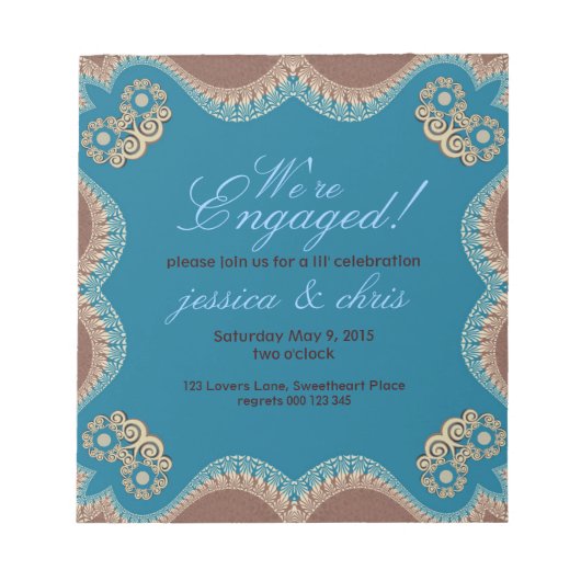 Bloc-note Invitations budgétaires | Fiançailles de dentelle  (Devant)