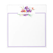 Bloc-note Iris aquarelle violette personnalisée  (Devant)