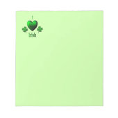 Bloc-note Irlandais de coeur du vert I (Devant)