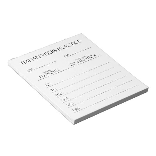 Bloc-note italien | Pratique de conciliation Verbes (Incliné)