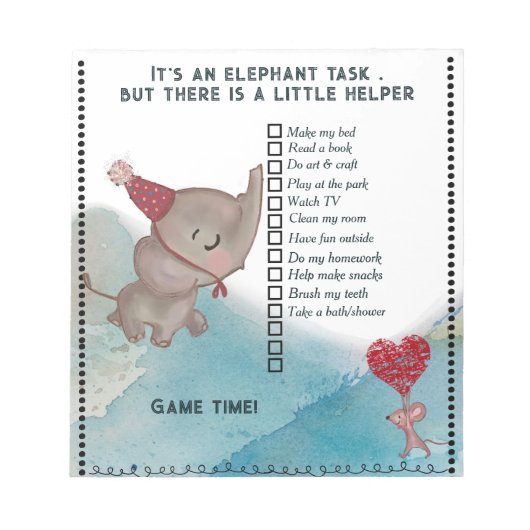 Bloc-note It's an Elephant Task- Kids Daily Checklist  (Devant)