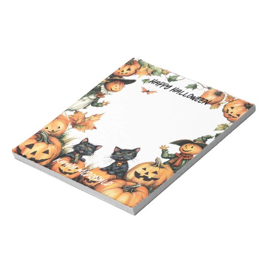 Bloc-note Jack-o'-lantern, Chats noirs et Écarce (Tourné)