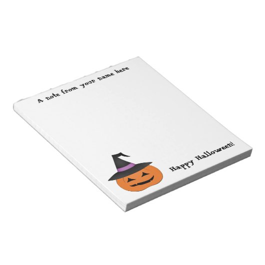 Bloc-note Jack-o'-lantern d'Halloween avec casquette sorcier (Incliné)