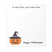 Bloc-note Jack-o'-lantern d'Halloween avec casquette sorcier (Devant)