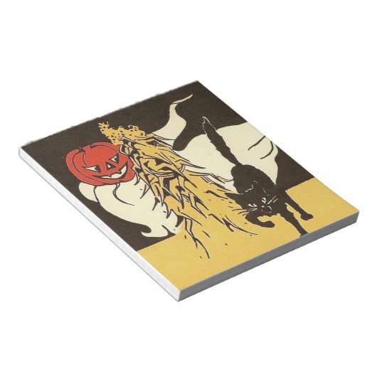 Bloc-note Jack O'Lantern Fantôme Chat Noir Cornstalk (Incliné)