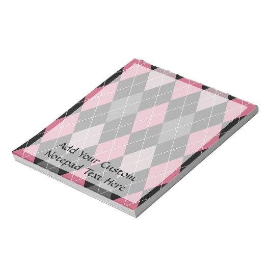 Bloc-note Jacquard rose, gris et noir (Tourné)