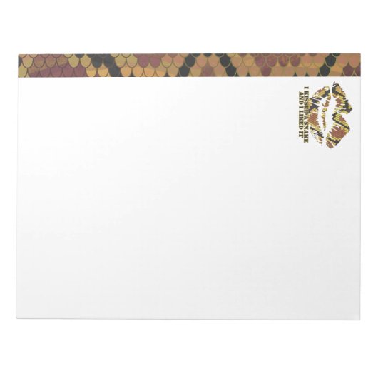 Bloc-note J'ai embrassé un serpent Brown et l'impression or (Devant)