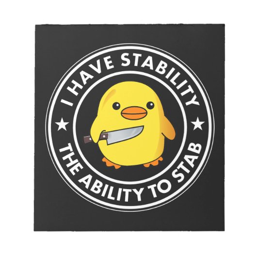 Bloc-note J'Ai La Stabilité De Stab Funny (Devant)