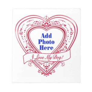 Bloc-note J'ai Love My Dog ! Photo Red Hearts