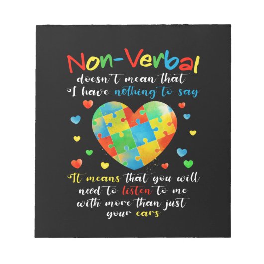 Bloc-note J'Ai NONVERBAL Sensibilisation sur l'autisme Puzzl (Devant)