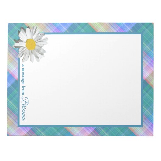 Bloc-note J'Aime Le Tartan Vert Plaid Avec Accent Maisy (Devant)